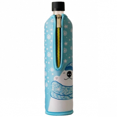bottiglia di vetro neoprene orso bianco 500 ml
